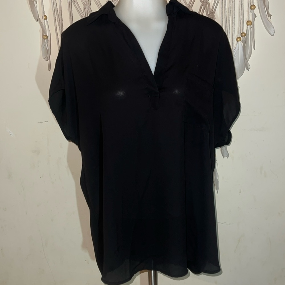 XL black Silky Blouse